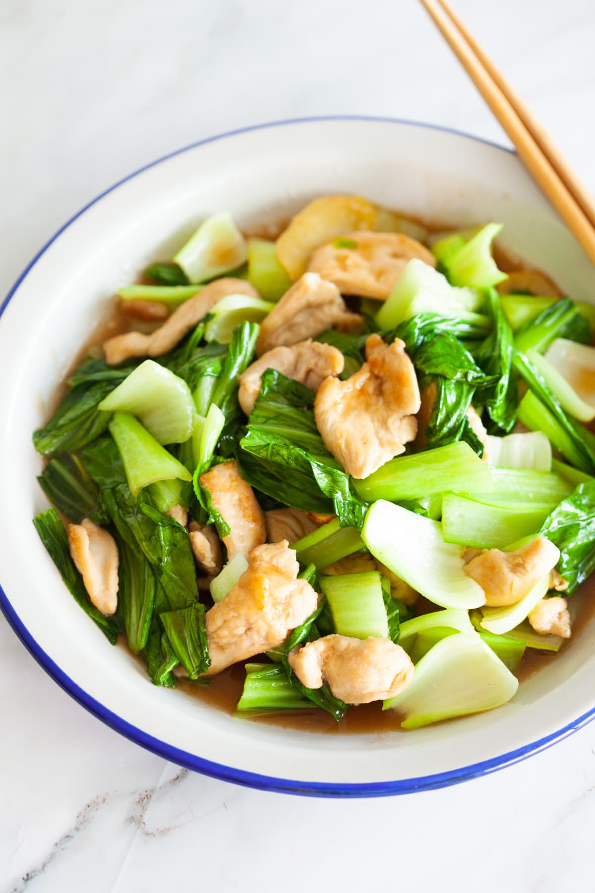 Bok choy chicken with oyster sauce.