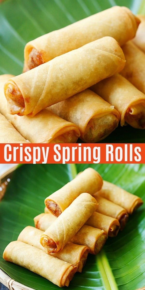 The crispiest and best spring rolls filled with vegetables and deep-fried to golden perfection. This spring roll recipe is easy, authentic and 100% homemade.